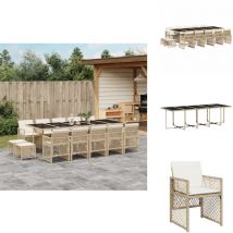 Vidaxl - Ensemble à manger de jardin et coussins 15 pcs beige - Ensemble à Manger De Jardin - Ensembles à Manger De Jardin - Ensemble à Manger