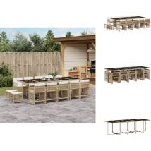 Vidaxl - Ensemble à manger de jardin et coussins 15 pcs beige - Ensemble De Salle à Manger De Jardin - Ensembles De Salle à Manger De Jardin
