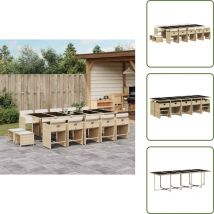 Ensemble à manger de jardin et coussins 15 pcs beige - Ensemble De Salle À Manger De Jardin - Ensembles De Salle À Manger De Jardin - Ensemble De