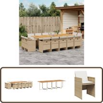 Vidaxl - Ensemble à manger de jardin et coussins 15 pcs beige - Salon De Jardin - Meuble De Jardin - Set De Salon De Jardin - Mobilier De Jardin