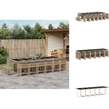 Ensemble à manger de jardin et coussins 17 pcs mélange beige - Ensemble De Salle À Manger De Jardin - Ensembles De Salle À Manger De Jardin
