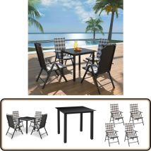 Vidaxl - Ensemble à manger d'extérieur 5pcs avec coussins Aluminium Noir - Mobilier De Jardin - Salon De Jardin - Ensemble Repas Extérieur - Table Et