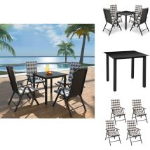 Vidaxl - Ensemble à manger d'extérieur 5pcs avec coussins Aluminium Noir - Mobilier De Jardin - Salon De Jardin - Ensemble Repas Extérieur - Table Et