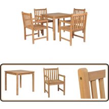 Ensemble à manger d'extérieur 5pcs Bois solide de teck - Table De Jardin - Mobilier De Jardin - Set De Table - Set De Repas - Teck