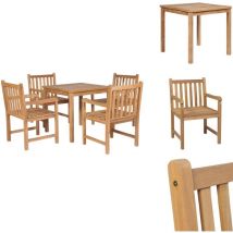 Ensemble à manger d'extérieur 5pcs Bois solide de teck - Table De Jardin - Mobilier De Jardin - Set De Table - Set De Repas - Teck