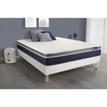 Ensemble actiflex confort Matelas Ressorts ensachés+mémoire de forme 140x190cm Maxi épaisseur + sommier kit blanc