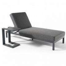 Ensemble bain de soleil avec tablette en aluminium gris