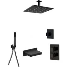 Ensemble bain douche à encastrer Dax 3 sorties pvd Noir Mat Brossé