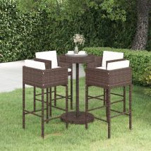 Les Tendances - Ensemble bar de jardin 5 pcs et coussins Résine tressée Marron