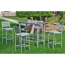 Ensemble salon de jardin Tropea-130 – 4 places – Aluminium gris plata – Coussins Dralon déperlant – HEVEA