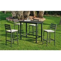 Ensemble bar Tropea – Aluminium anthracite – 4 places – Salon de jardin – HEVEA