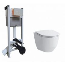 Pack wc Bâti-support + Cuvette sans bride Rimless + Plaque Blanche