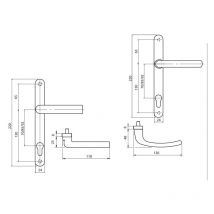 Ensemble sur plaques + béquille red carré 8mm entraxe 92mm noir ral 9005 Sofi 5112239202