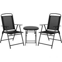 Ensemble bistro de jardin 3 pièces chaises pliables table basse