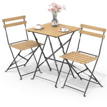 Vounot - Ensemble bistro extérieur 1 table 2 chaises bois