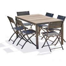 Boston - Ensemble repas de jardin 6 places en aluminium gris anthracite Dcb Garden
