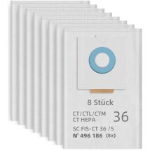 Muff - Lot de 8 sacs d'aspirateur 496186 pour Festool Selfclean ct 36 / ctm 36 e/ctl 36 e cleantec série aspirateur mobile grande capacité sac