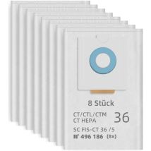 Lot De 8 Sacs D'Aspirateur 496186 Pour Festool Selfclean Ct 36 / Ctm 36 E/ctl 36 E Cleantec Série Aspirateur Mobile Grande Capacité Sac Filtrant 