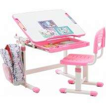Ensemble bureau et chaise pour enfant tutto de coloris blanc et rose