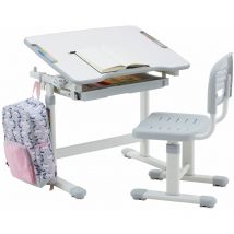 Ensemble bureau et chaise pour enfant tutto de coloris blanc et gris