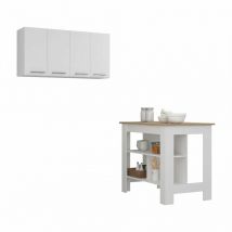 Tuhome Concept - Ensemble Caledon de Cuisine, Îlot de cuisine + Module supérieur mural