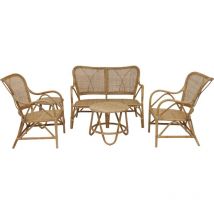Ensemble Canapé, 2 Chaises et 2 Tables d'Appoint de Jardin 4 pers. Chillvert Parma 108x72x85 cm Rotin Naturel et Osier