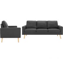 Lexlife - Ensemble canapé 3+2 places Style scandinave - Tissu Gris foncé