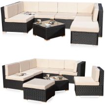 Mucola - Ensemble Canapé Fauteuil De Jardin, Sièges De Jardin En Rotin, Mobilier De Jardin, Salon, Ensemble De Sièges Terrasse