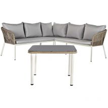 Dkd Home Decor - Ensemble ofsofa et table verre synthétique rotin acier (190 x 190 x 70 cm)