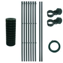 Estexo - Ensemble complet de clôture en treillis soudé en métal galvanisé vert 0,8 x 10 m