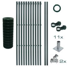 Set complet de clôture en treillis soudé 0,80 x 25 m Set de clôture de jardin