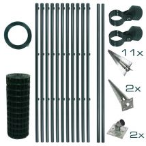 Set de clôture de jardin en métal galvanisé vert 0,8 x 25 m