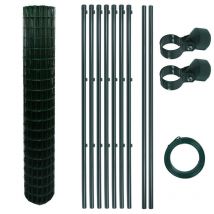 Estexo - Ensemble complet de clôture en treillis soudé en métal galvanisé vert 1,5 x 10 m