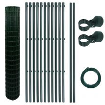 Ensemble complet de clôture treillis soudé en métal galvanisé vert 1,5 x 25 m
