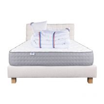 Ensemble Complet Matelas Zen (20 cm),Tête de lit,Sommier (20cm),Oreiller et Couette, 160x200cm