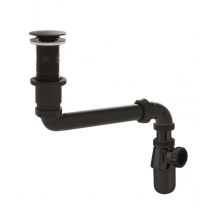 Valentin - Ensemble complet universel pour lavabo avec siphon déporté, tubulure et bonde, noire