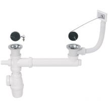 Ensemble complet vidage Ø60 pour évier 2 bacs Wirquin Pro