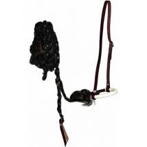 Ensemble cuir bosal et crin de cheval avec têtière en cuir et cuir brut tissé