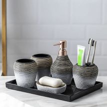 Debuns - Ensemble d'accessoires de salle de bain en céramique Accessoires de salle de bain 5 pièces avec plateau,de