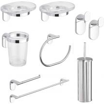 Ensemble d'accessoires de salle de bain porte-serviettes en acier et abs 8 pc mod. Zero Cromo