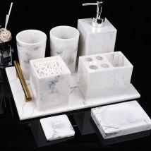 Rapanda - Ensemble d'accessoires de salle de bain,Ensemble de toilette, ensemble de toilette de salle de bain en marbre cinq pièces, ensemble de