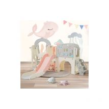 Ensemble d'aire de jeux pour enfants 10 en 1, ensemble de toboggans individuels avec thème animal marin, y compris toboggans, balançoires, tunnel