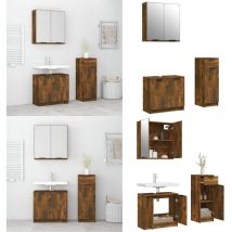 Ensemble d'armoires de salle de bain 3 pcs chêne fumé - ensemble de meubles de salle de bain - ensemble de meubles de salle de bain - Home & Living