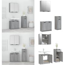 Ensemble d'armoires de salle de bain 3 pcs sonoma gris - ensemble de meubles de salle de bain - ensemble de meubles de salle de bain - Home & Living