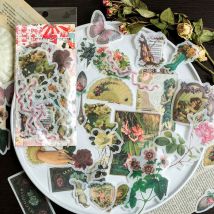 Yzmrbdqc - Ensemble d'autocollants botaniques (180 pièces) décalcomanies de fleurs pressées autocollant de journal transparent pour la fabrication de