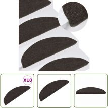 The Living Store Tapis d'escalier auto-adhésifs 10 pcs noir 65x22,5x3,5 cm - Tapis D'escalier - Tapis De Marche - Décoration Escalier - Antidérapant