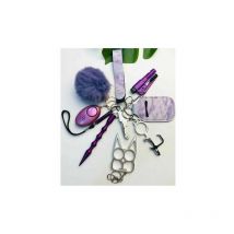 KZQ - Ensemble de 11 Pièces de Porte-Clés d'Auto-Défense en Violet pour les Femmes - Porte-Clés Portable d'Alarme Personnelle de Sécurité