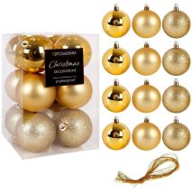 Boule de Noël – 12 pièces – Ø 6 cm – Doré – Plastique durable – Finition métal