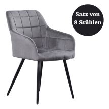 Ensemble De 1/2/4/6/8 Chaises À Coutures Carrées Rembourrées En Velours Camden - Gris Foncé - Ensemble De 8