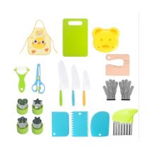 Basetbl - Ensemble de 19 couteaux de cuisine pour enfants, ensemble de couteaux de sécurité pour couper des fruits ou des légumes, couteaux dentelés,